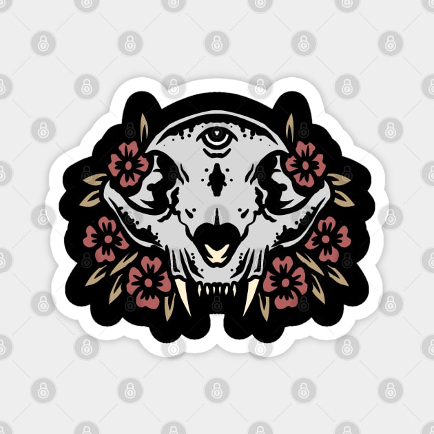cat skull tattoo Magnet by donipacoceng