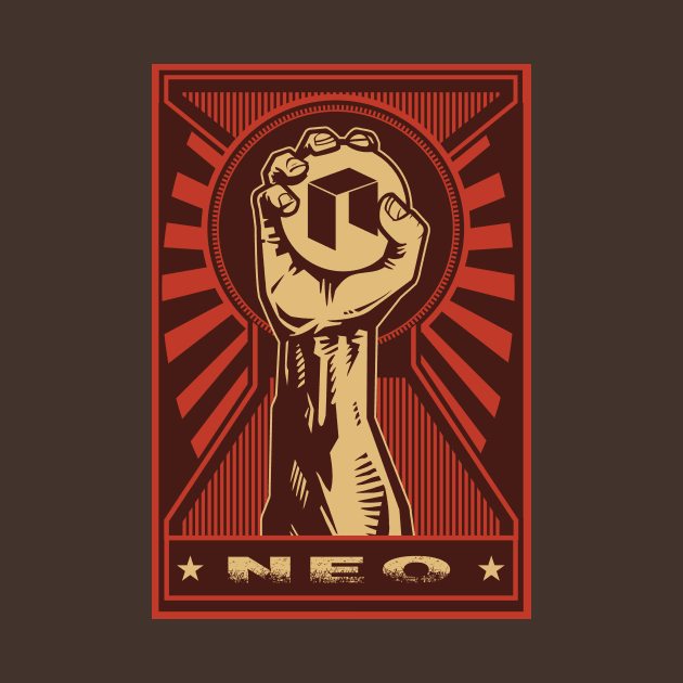 NEO COIN: Propaganda style triumphant fist clutching a Neo coin by DesignbyDarryl