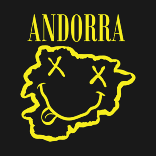 Vibrant Andorra: Unleash Your 90s Grunge Spirit! Smiling Squiggly Mouth Dazed Smiley Face T-Shirt