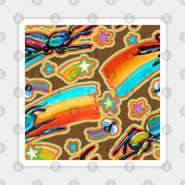 Psychedelic Jumping Spider Retro Pattern By Robert Phelps Magnet by RobertPhelpsArt