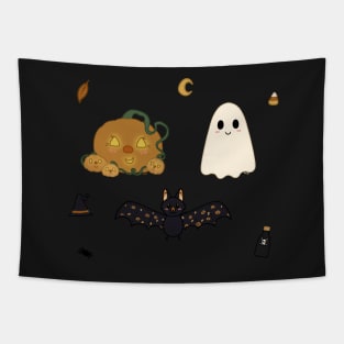 halloween spooky stickers set ghost bat pumpkin cute adorable scary Sticker Tapestry