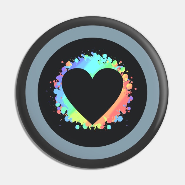 Colorful Black Heart Design Pin by Dale Preston Design