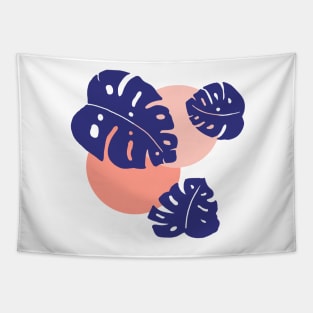 Purple Monstera Leaf Illustration Tapestry