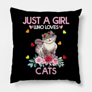 Cat  For  Girls Kids, Just A Girl Who Loves Cats Pillow