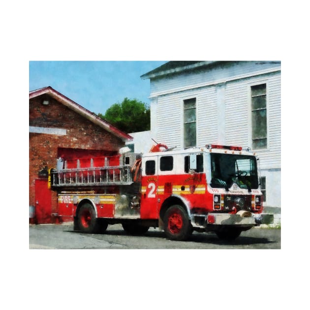 Firemen - Fire Engine in Front of Fire Station by SusanSavad