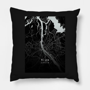 Riga Latvia City Map dark Pillow