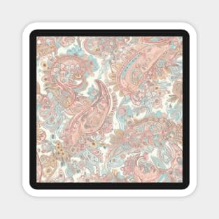 Pretty Blue and Pink Pastel Paisley Pattern Magnet