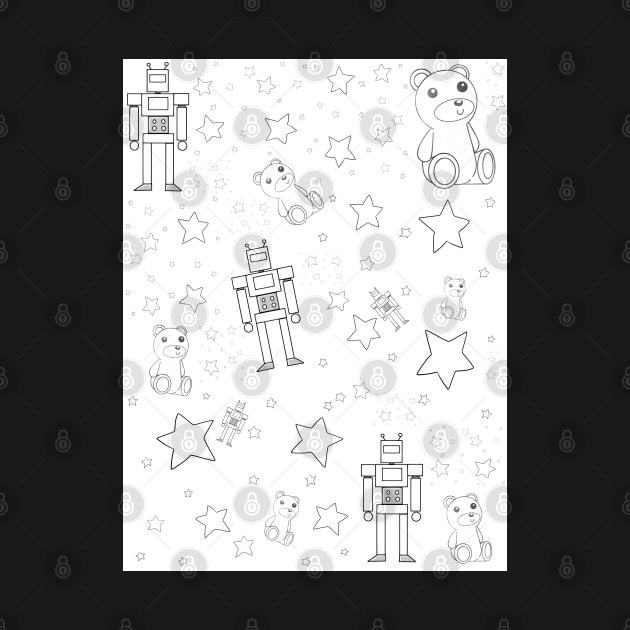 COLOR ME! Toys and Stars Pattern by LaurenPatrick