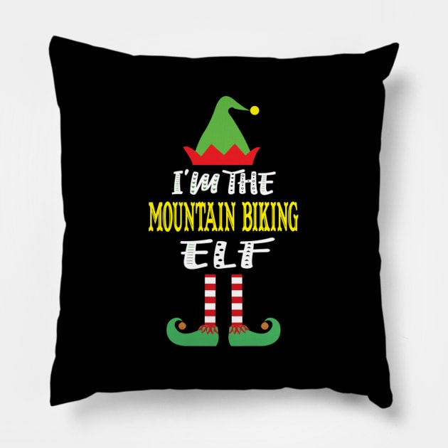 I'M The-Mountain Biking Elf Family Pillow by HypeRamen