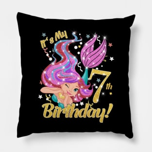 Mermaid Birthday Girl 7 Year Old Its My 7th Bday Mermaid Pillow