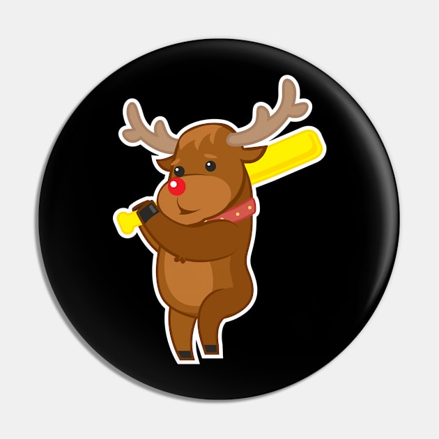 Baseball Christmas Reindeer Pin by RJCatch