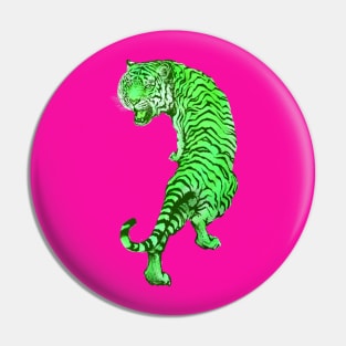 Cyberpunk Neon Lime Green Tiger Pin