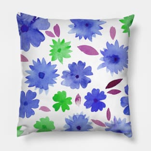 Loose floral pattern - blue and green Pillow