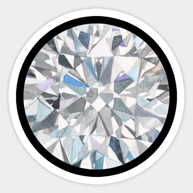 Diamond Gemstone Watercolour Painting - Diamond - Sticker