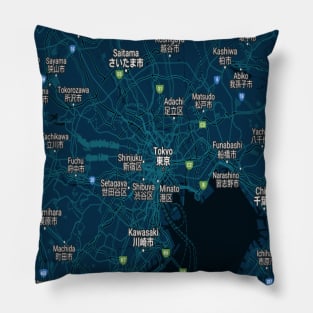 Tokyo dark blue map Pillow