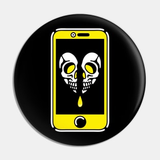 Skull heart phone Pin