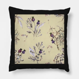 Vintage Floral in Pale Yellow Pillow