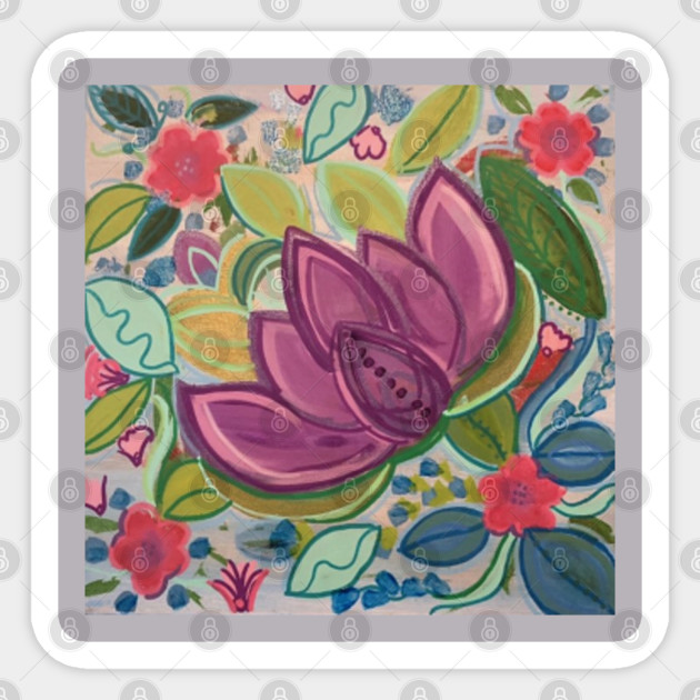 Lotus Life Abstract Painting Lotus Painting Sticker Teepublic