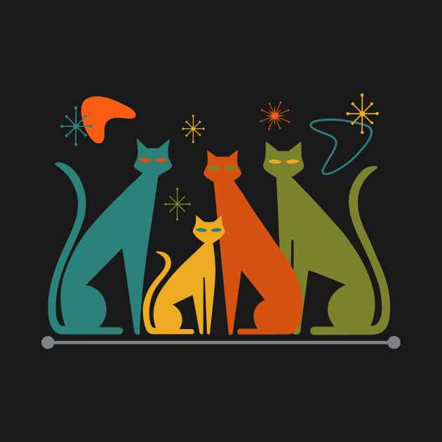 Retro Mid-Century Modern Look Cats 50s 60s Style by gogo-jr