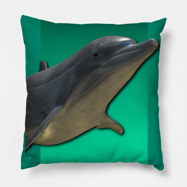 Tropical Dolphin Pillow by AlondraHanley