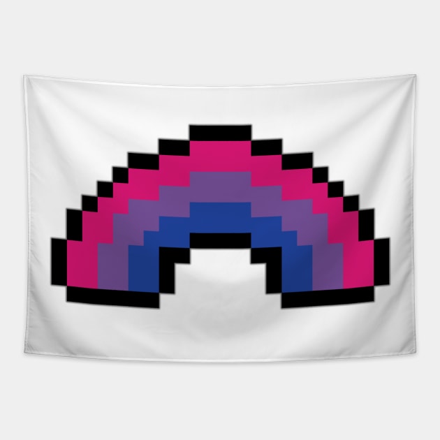 Pixel Rainbow Design in Bisexual Pride Flag Colors Tapestry by LiveLoudGraphics