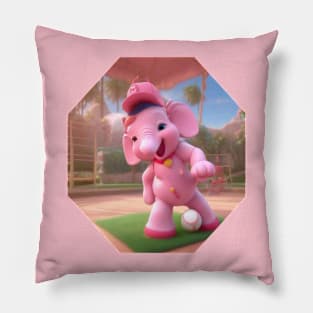 Happy baseball pink elephant Pillow