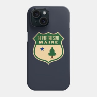 The Pine Tree State Maine Retro Pine Tree Shield (Green) Phone Case