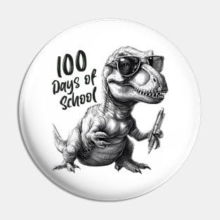 100 days of school T-Rex With Glasses Pin