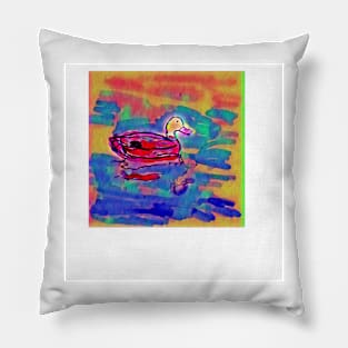 Duck in water impressionist Pillow