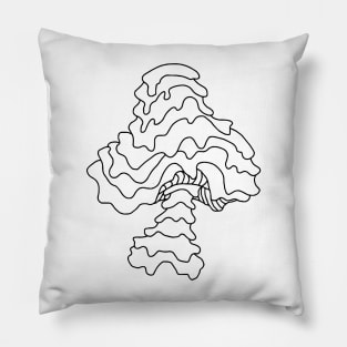 The Perfect Magic Mushroom: Trippy Dripping Wavy Black and White Contour Line Art. Pillow