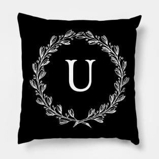 Beautiful Letter U Alphabet Initial Monogram Wreath Pillow