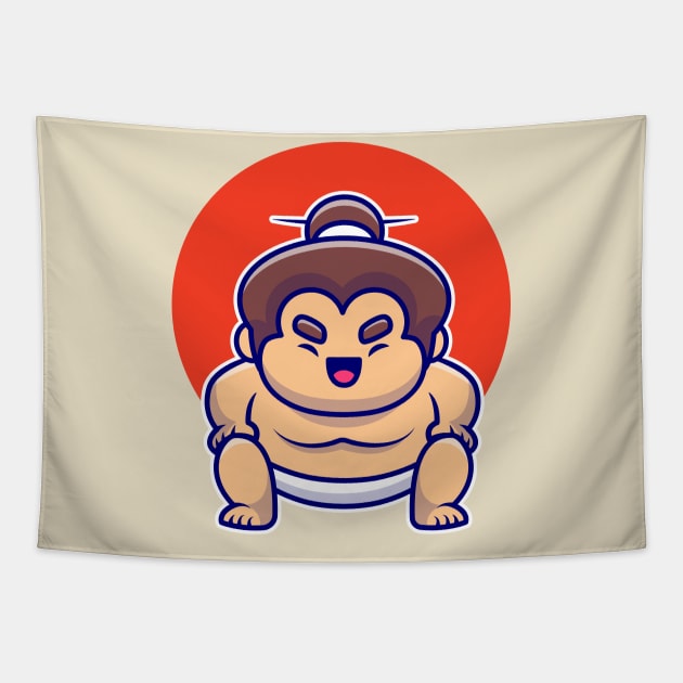 Male Sumo Wrestler Cartoon Tapestry by Catalyst Labs