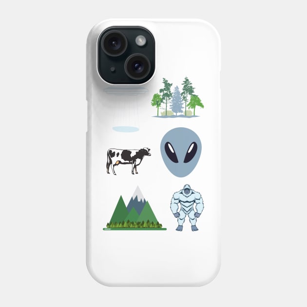 Ufo bigfoot cow abduction alien - sci fi Phone Case by LukjanovArt