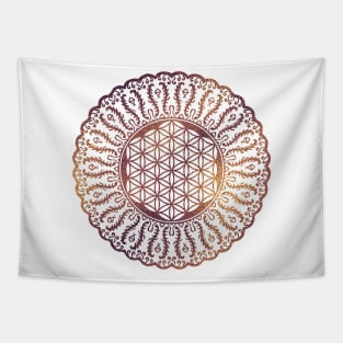 Flower of life in mandala gentle pastel glitter Tapestry