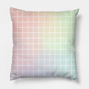 Kawaii Pastel Rainbow grid Cute Minimal Design Pillow