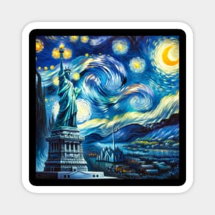 The Statue Of Liberty Starry Night - Beautiful Iconic Places Magnet