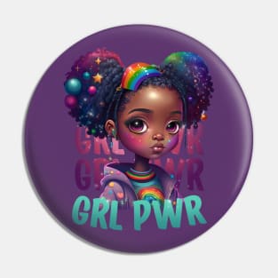 GRL PWR Cute Black Girl Power Women Empower Pin