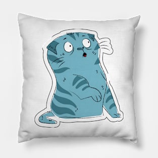 vintage-blue cat Pillow