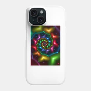 Rainbow Coloured Hearts Spiral Phone Case