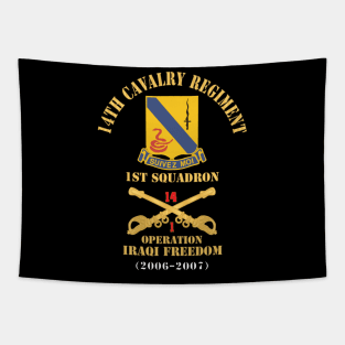 Army - 14th Cavalry Regiment w Cav Br - 1st Squadron - Operation Iraqi Freedom - 2006–2007 - Red Txt X 300 Tapestry