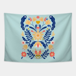 Blue and yellow rustic flowers Tapestry