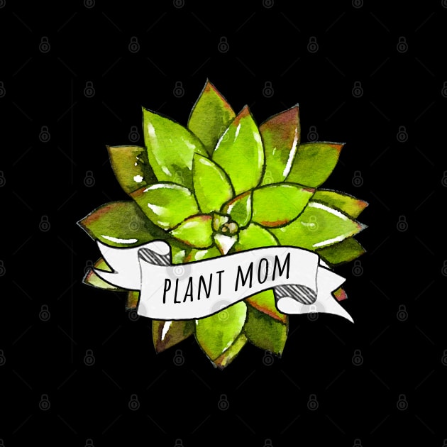 Succulent plant mom watercolor green by Collagedream