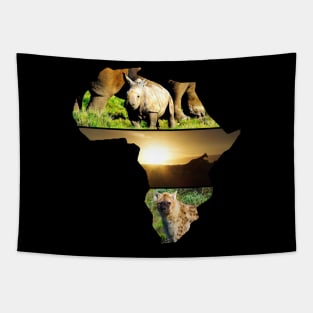 African Wildlife Continent Collage Tapestry