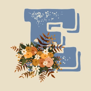 Letter E - Floral Fall Autumn Letter E, Greek Letter Epsilon (ep-si-lon), Letter E T-Shirt