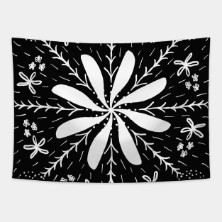 Black and White Flower Tapestry