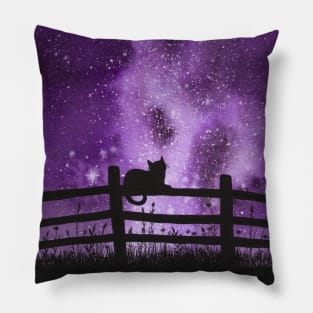 Night full of Sky Purple Watercolor Galaxy Painting Pillow