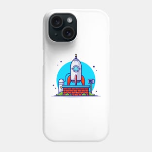 Rocket Testing for Mission and Landing to Moon Cartoon Vector Icon Illustration Phone Case