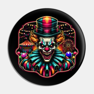 Carnival Clown: Eerie Vector Illustration Pin