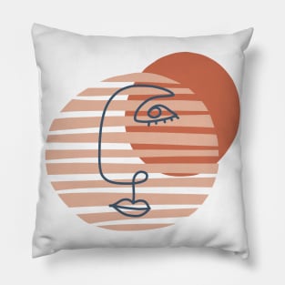 Abstract Face Line Art Modern Shapes Pillow