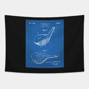 Golfing Driver Patent - Golfer Golf Coach Art - Blueprint Tapestry